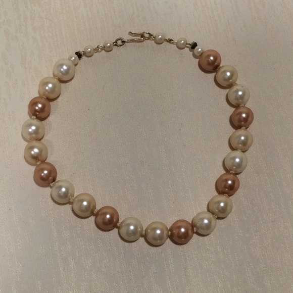 Vintage 60’s Beige Faux 11 mm Choker Necklace